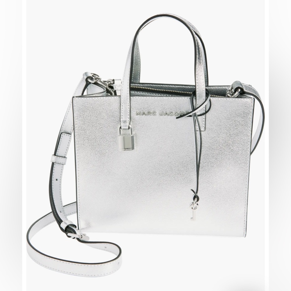 Marc Jacobs Mini Grind Leather Tote Bag in Light Grey - Picture 5 of 10